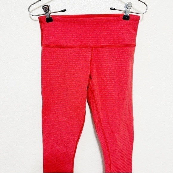 Lululemon Wunder Under Crop Slope Stripe Love Red Heathered Fiery Red size 4 - Picture 5 of 9